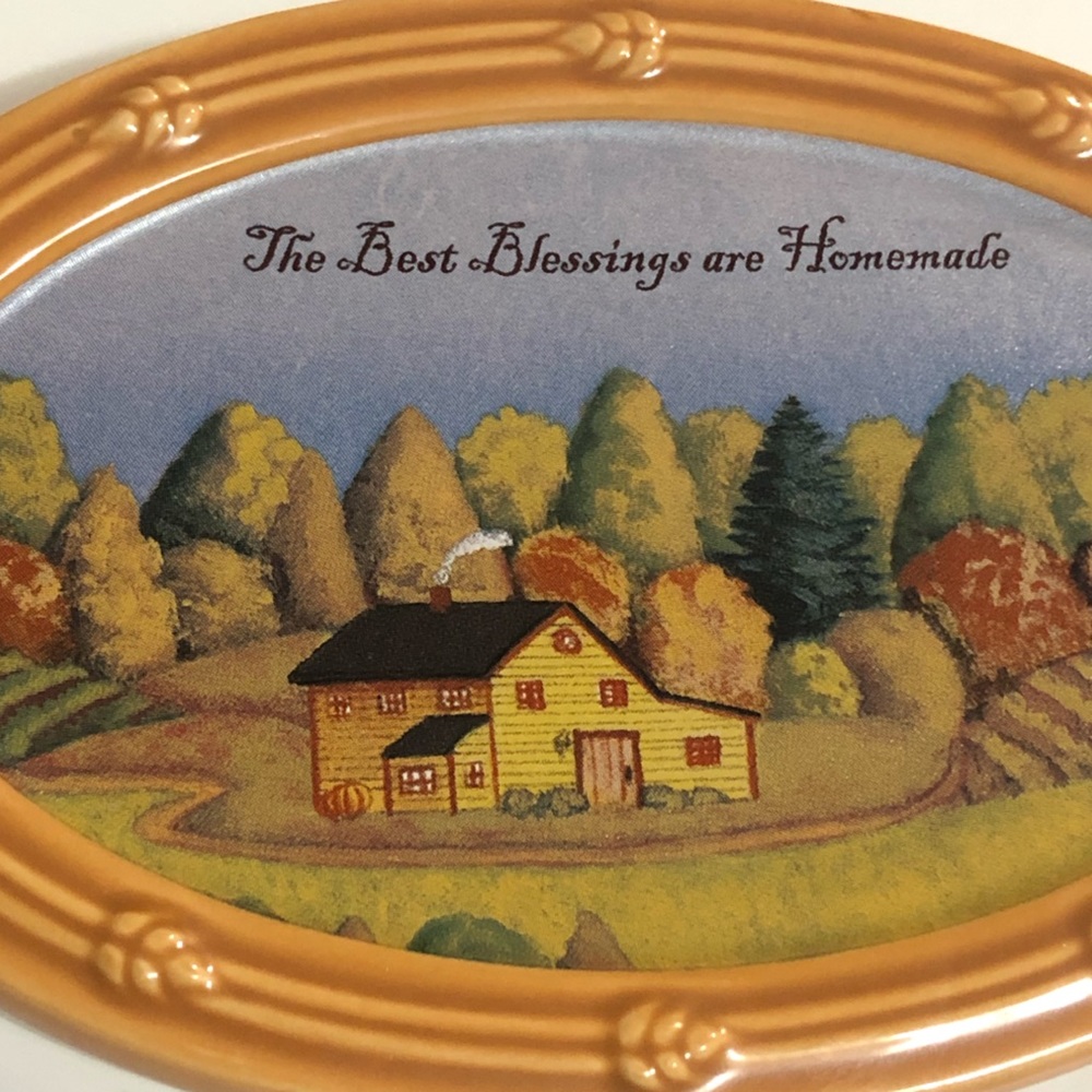 Vintage Russ Ceramic Oval Wall Hanging Blessings..